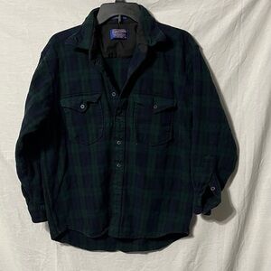 Pendleton Green and Blue Plaid Shirt Jacket